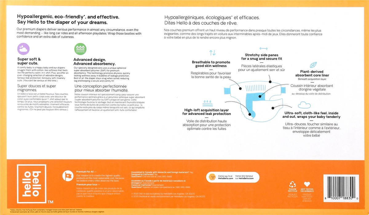 slide 5 of 9, Hello Bello 3 (14-24 lb) Diapers 92 ea, 92 ct
