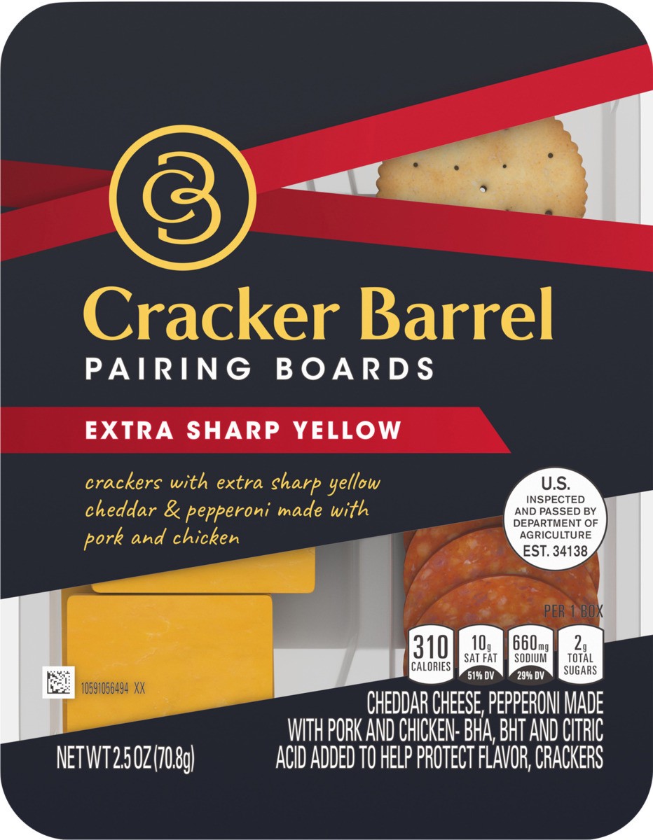 slide 7 of 8, Cracker Barrel Sharp Cheddar, Pepperoni & Crackers, 2.5 oz