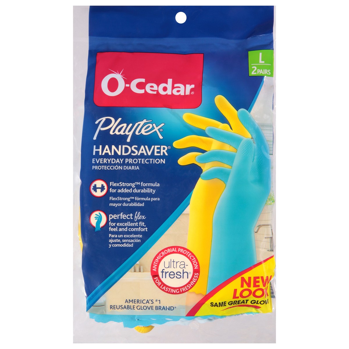 slide 2 of 10, O-Cedar Playtex Large Handsaver Gloves Large 2 ea Bag, 2 ca