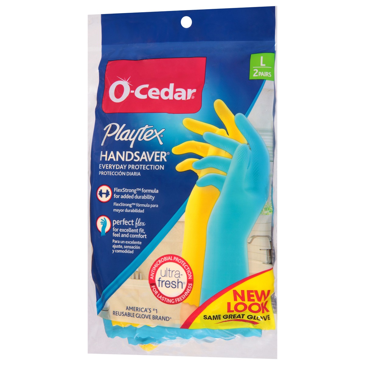 slide 6 of 10, O-Cedar Playtex Large Handsaver Gloves Large 2 ea Bag, 2 ca