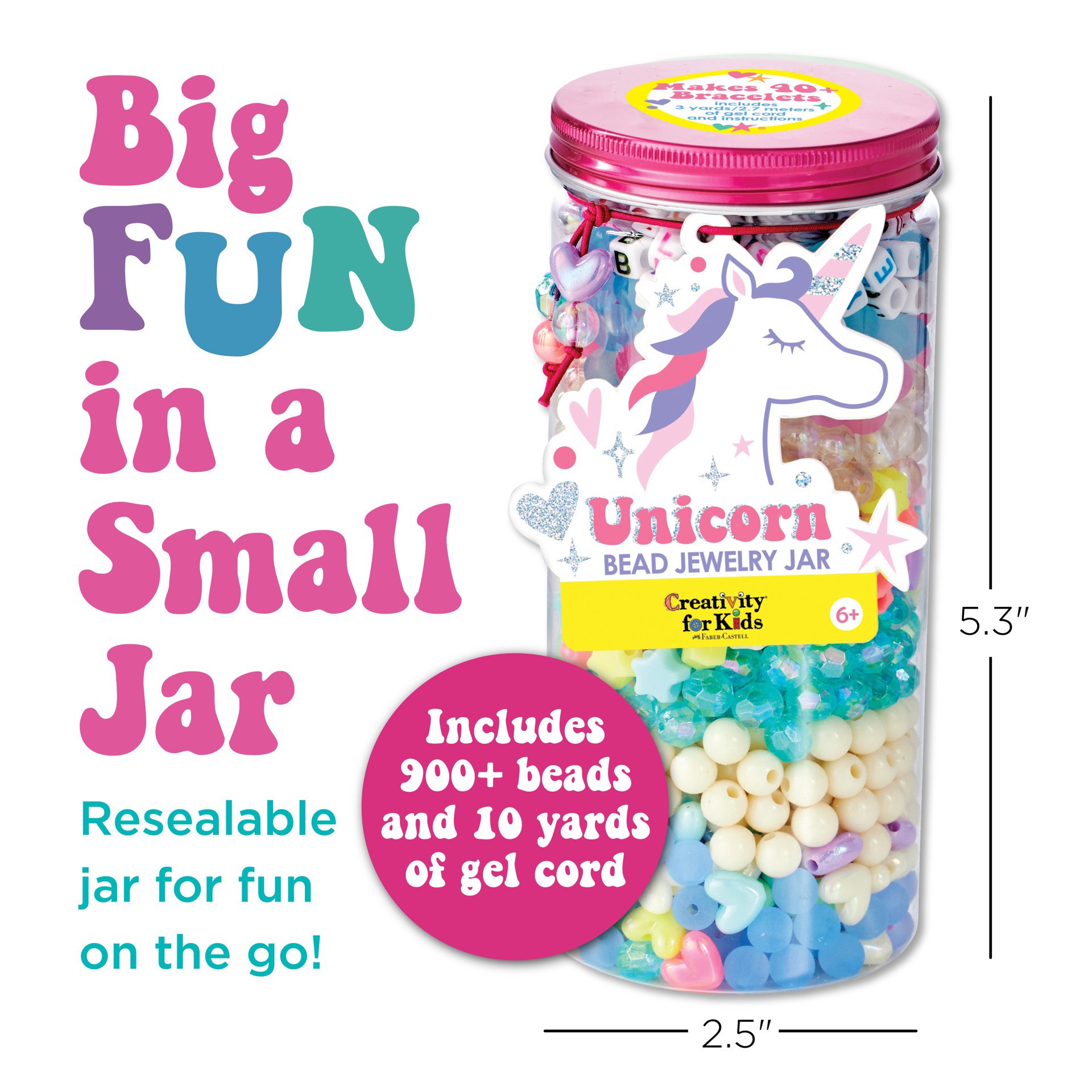 slide 7 of 12, Faber-Castell Creativity For Kids Unicorn Bead Jewelry Jar, 2.5 in x 5.3 in