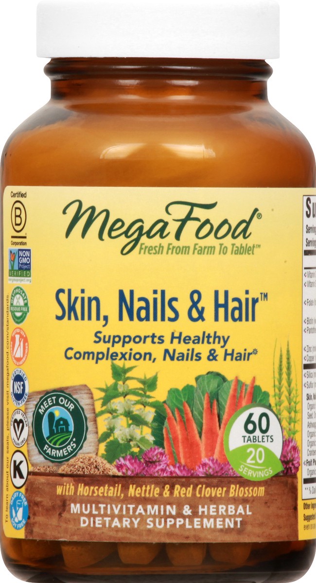 slide 8 of 12, MegaFood Tablets Skin, Nails & Hair 60 ea, 60 ct