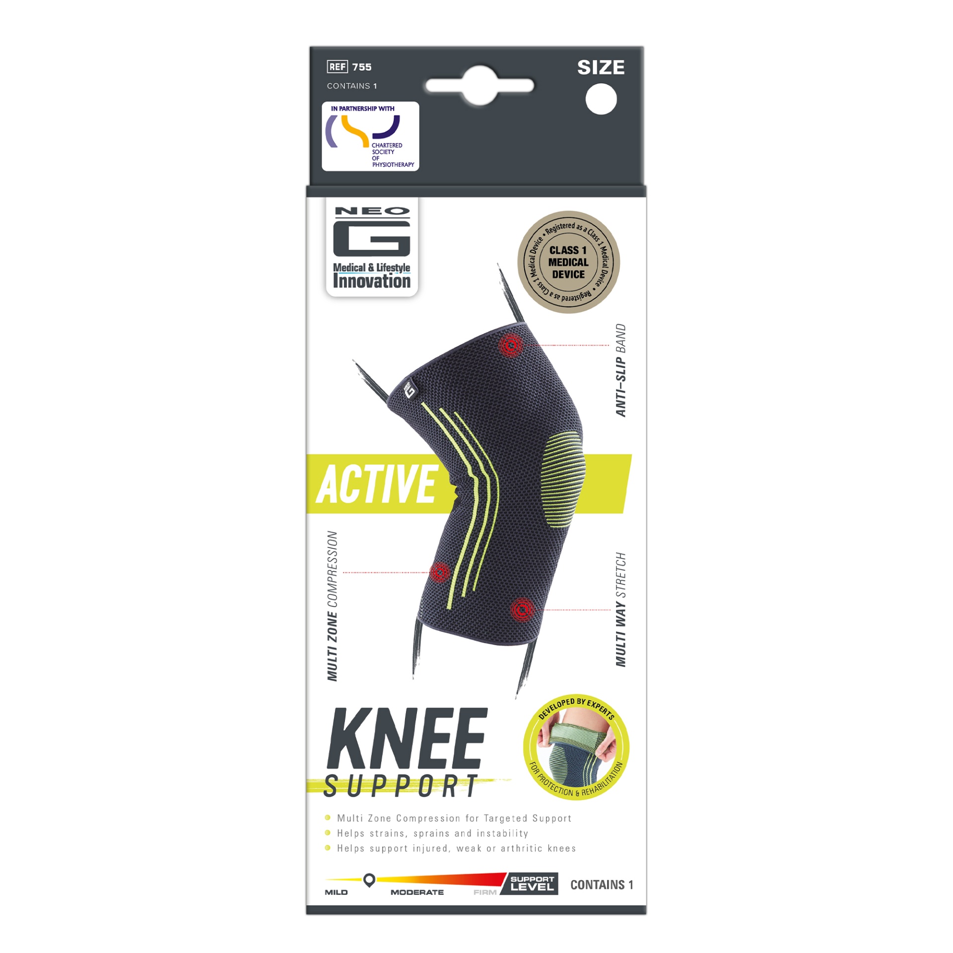 slide 1 of 1, Neo G Active Knee Support, LG