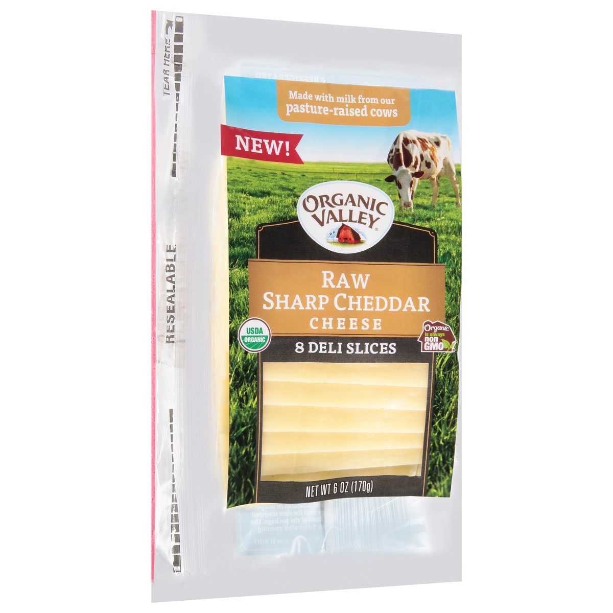 slide 5 of 11, Organic Valley Pasture-Raised Raw Sharp Cheddar Cheese Slices 6 ea, 6 ct