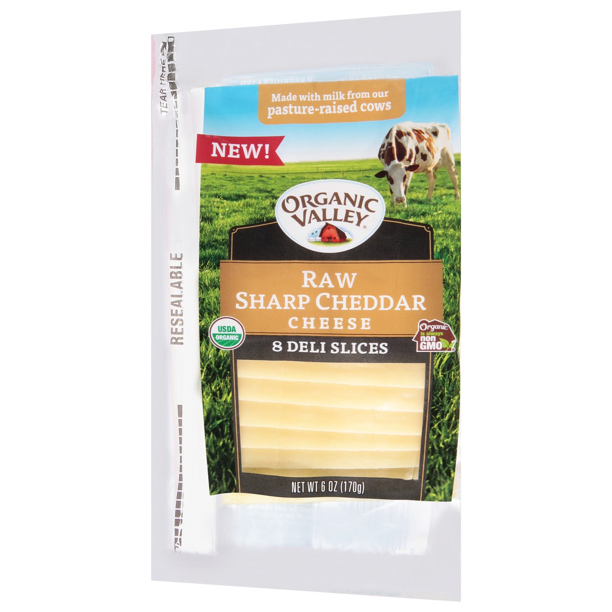 slide 3 of 11, Organic Valley Pasture-Raised Raw Sharp Cheddar Cheese Slices 6 ea, 6 ct