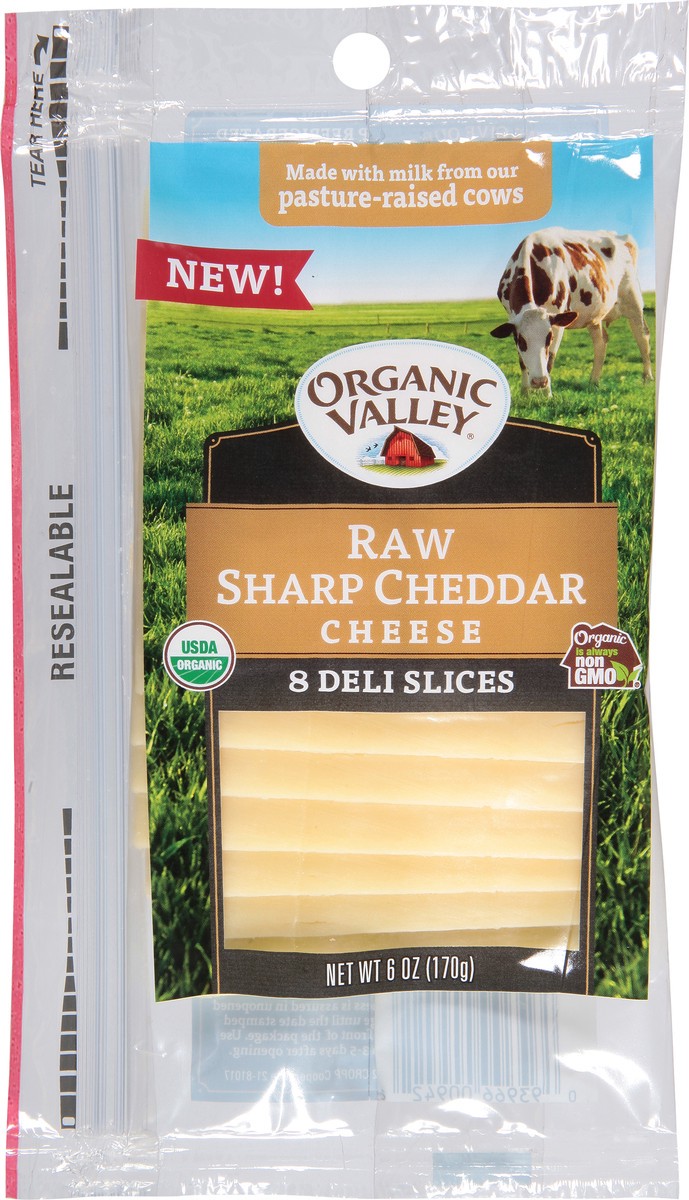 slide 7 of 11, Organic Valley Pasture-Raised Raw Sharp Cheddar Cheese Slices 6 ea, 6 ct