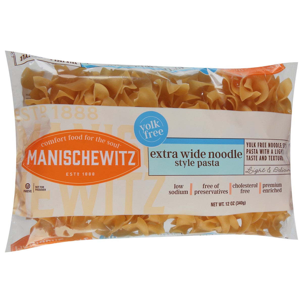 slide 8 of 12, Manischewitz Yolk Free Extra Wide Noodle Style Pasta 12 oz, 12 oz