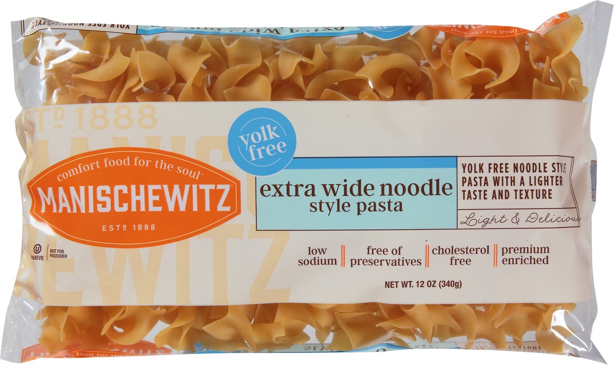 slide 12 of 12, Manischewitz Yolk Free Extra Wide Noodle Style Pasta 12 oz, 12 oz