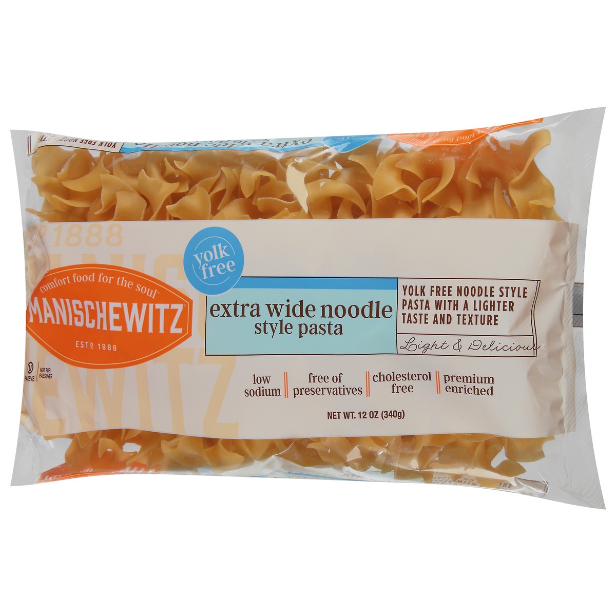 slide 4 of 12, Manischewitz Yolk Free Extra Wide Noodle Style Pasta 12 oz, 12 oz