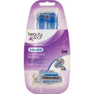 slide 1 of 1, Beauty 360 5 Blade Moisture Halo And Comfort Coated Blades Disposable Razors, 3 ct