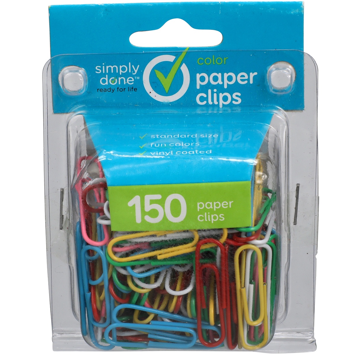 slide 1 of 1, Simply Done Colored Vinyl Paper Clips, 150 ct