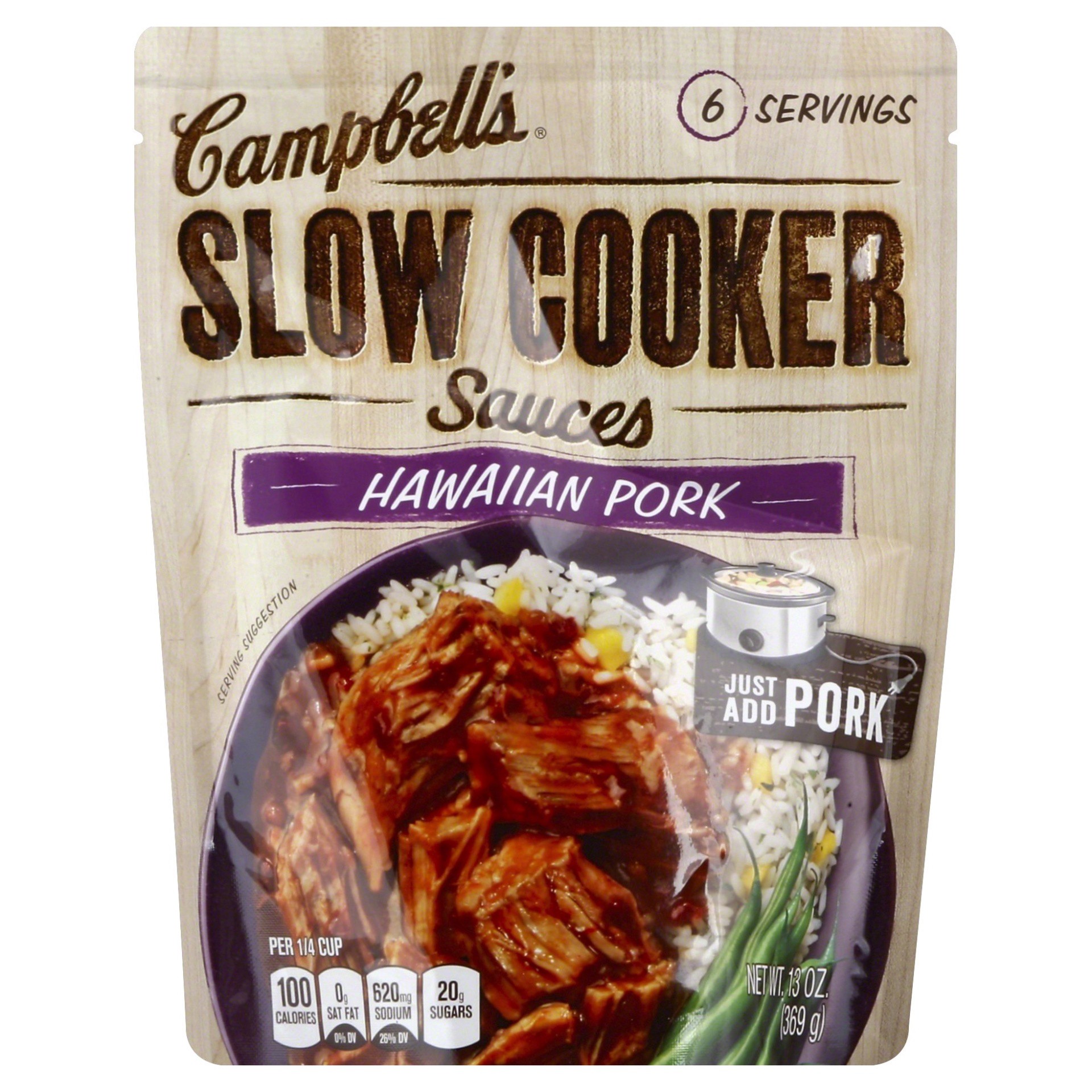 slide 1 of 2, Campbell's Slow Cooker Sauces Hawaiian Pork, 13 oz