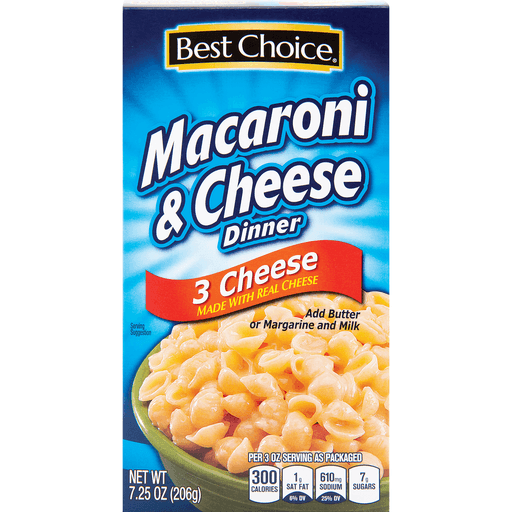 slide 1 of 1, Best Choice Three Cheese Macaroni & Cheese Dinner, 7.3 oz