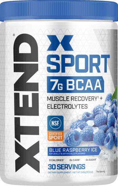 slide 1 of 7, XTEND, Xtend Sport, BCAAs, Blue Raspberry, Hydration, Recovery, 11.50 g
