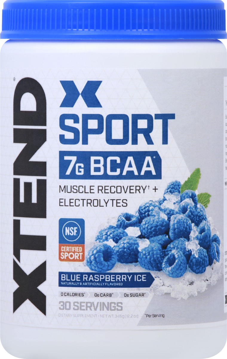 slide 6 of 7, XTEND, Xtend Sport, BCAAs, Blue Raspberry, Hydration, Recovery, 11.50 g