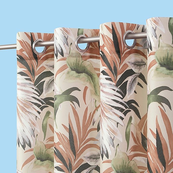 slide 3 of 7, Sun Zero Fiji Botanical Grommet Room Darkening Window Curtain Panel - Blush, 84 in