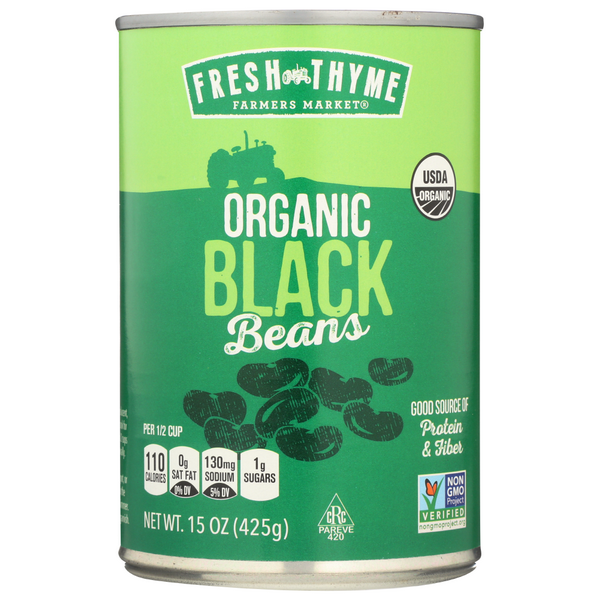 slide 1 of 1, Fresh Thyme Organic Black Beans, 15 oz