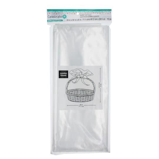 slide 1 of 4, Jumbo Clear Basket Gift Bags By Celebrate It, 12ct., 12 ct