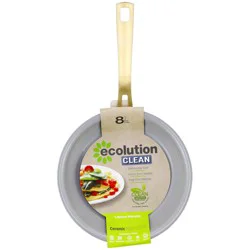 Ecolution 8 Inch Clean Ceramic Fry Pan, White With Gold Handle