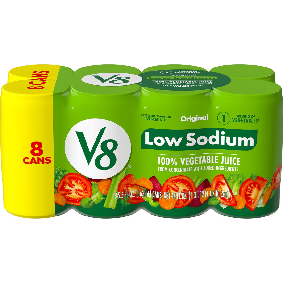 slide 1 of 5, V8 Original Low Sodium 100% Vegetable Juice, 44 oz