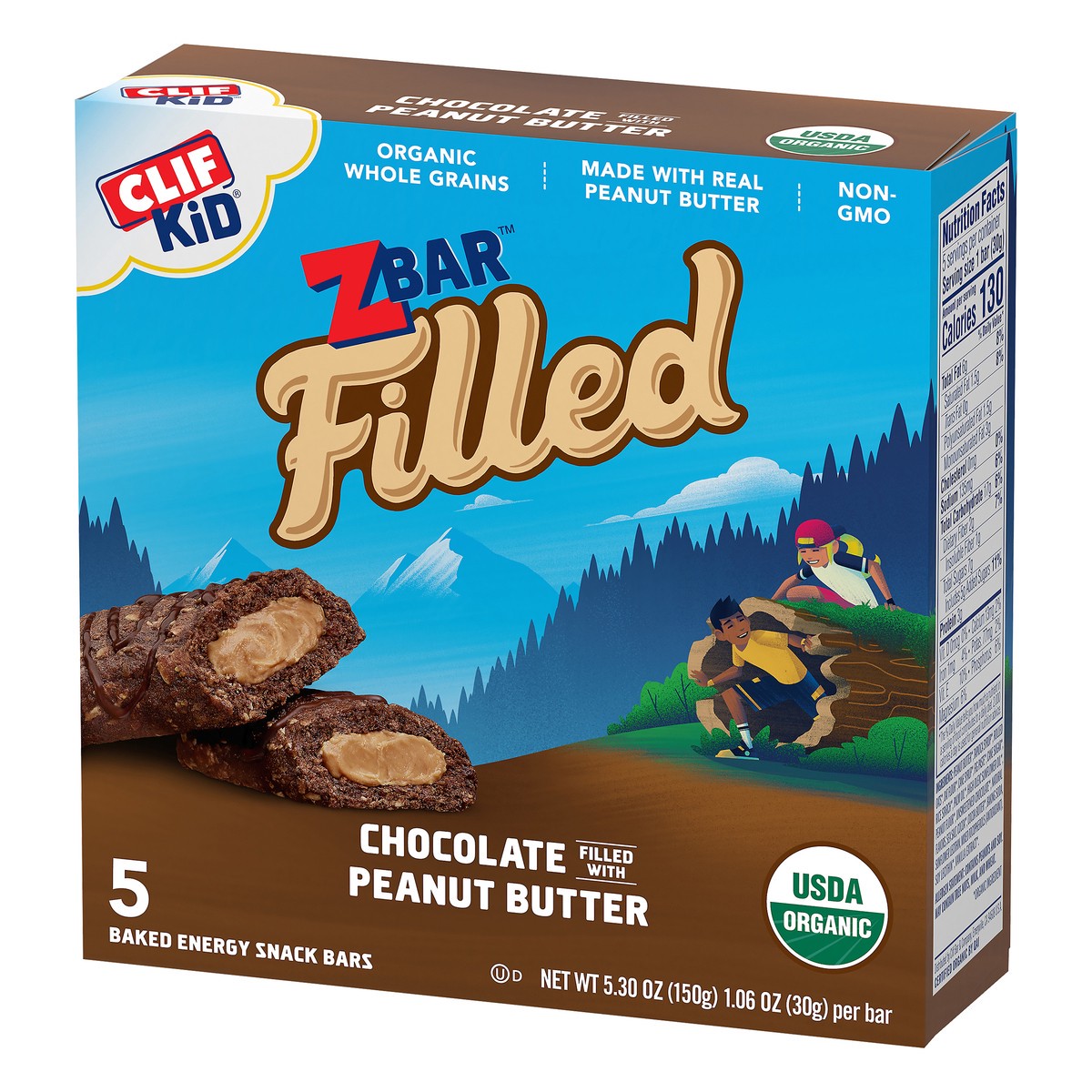 slide 3 of 10, CLIF Kid Zbar Filled With Chocolate Peanut Butter Energy Snack, 5 ct; 5.29 oz
