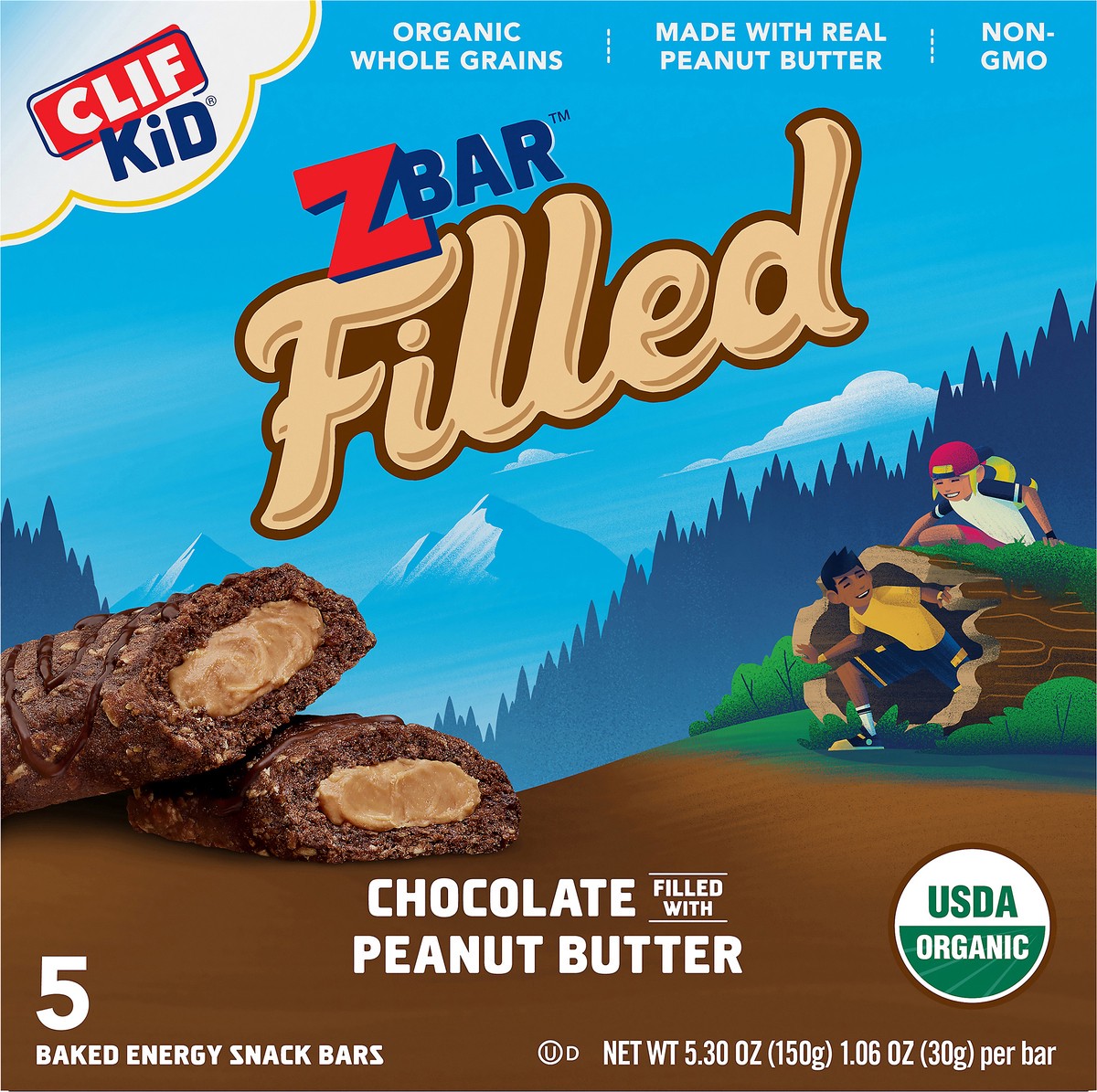 slide 9 of 10, CLIF Kid Zbar Filled With Chocolate Peanut Butter Energy Snack, 5 ct; 5.29 oz