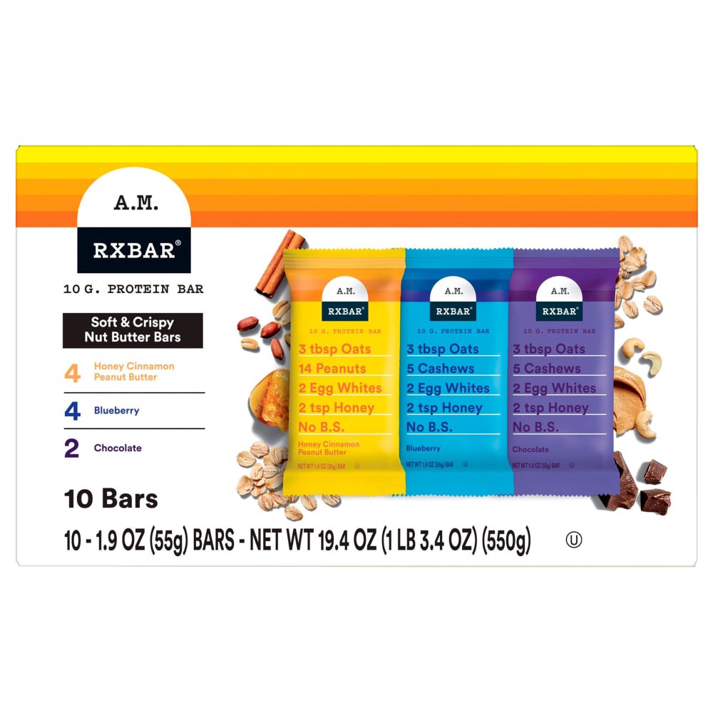 RXBAR A.M. Protein Bars Variety Pack, 19.4 oz, 10 Count 10 ct Shipt