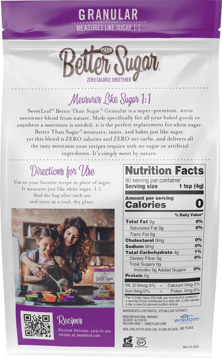slide 6 of 6, SweetLeaf Better than Sugar Granular Zero Calorie Sweetener 12.7 oz, 11 oz