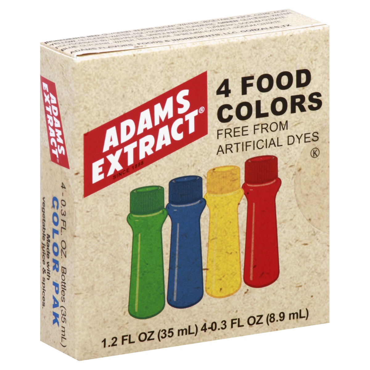 slide 2 of 10, Adams Extract Natural Food Colors, 4 ct