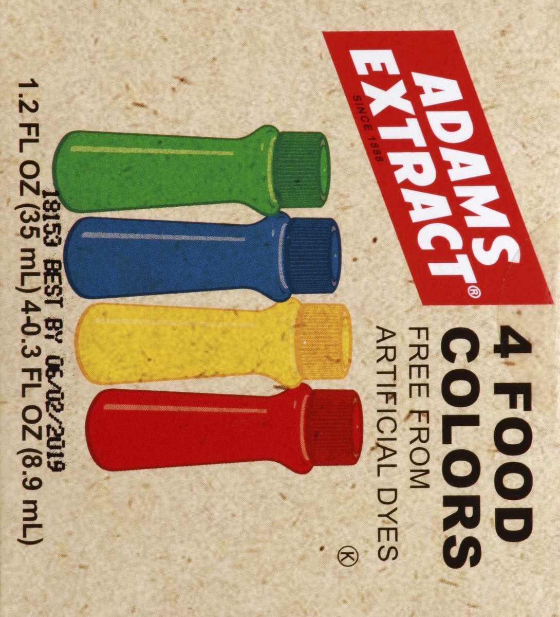 slide 9 of 10, Adams Extract Natural Food Colors, 4 ct