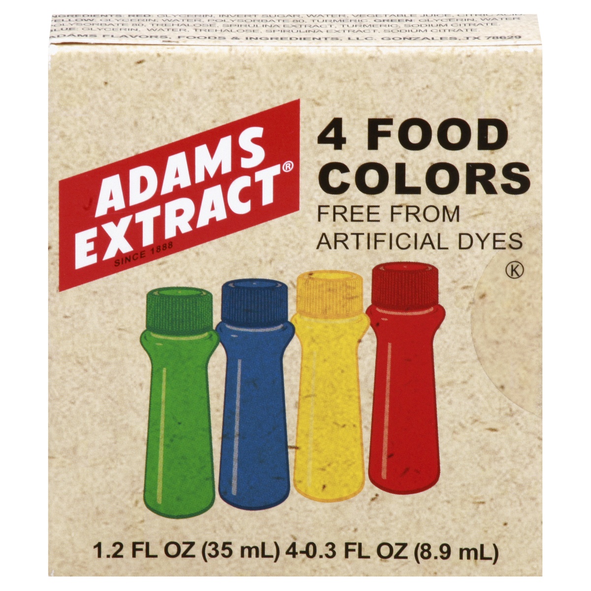 slide 1 of 10, Adams Extract Natural Food Colors, 4 ct
