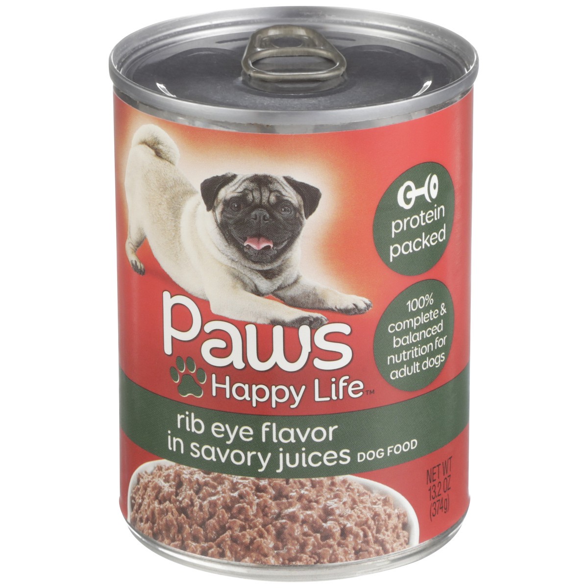 slide 2 of 11, Paws Happy Life Rib Eye Flavor In Savory Juices Dog Food, 13.2 oz