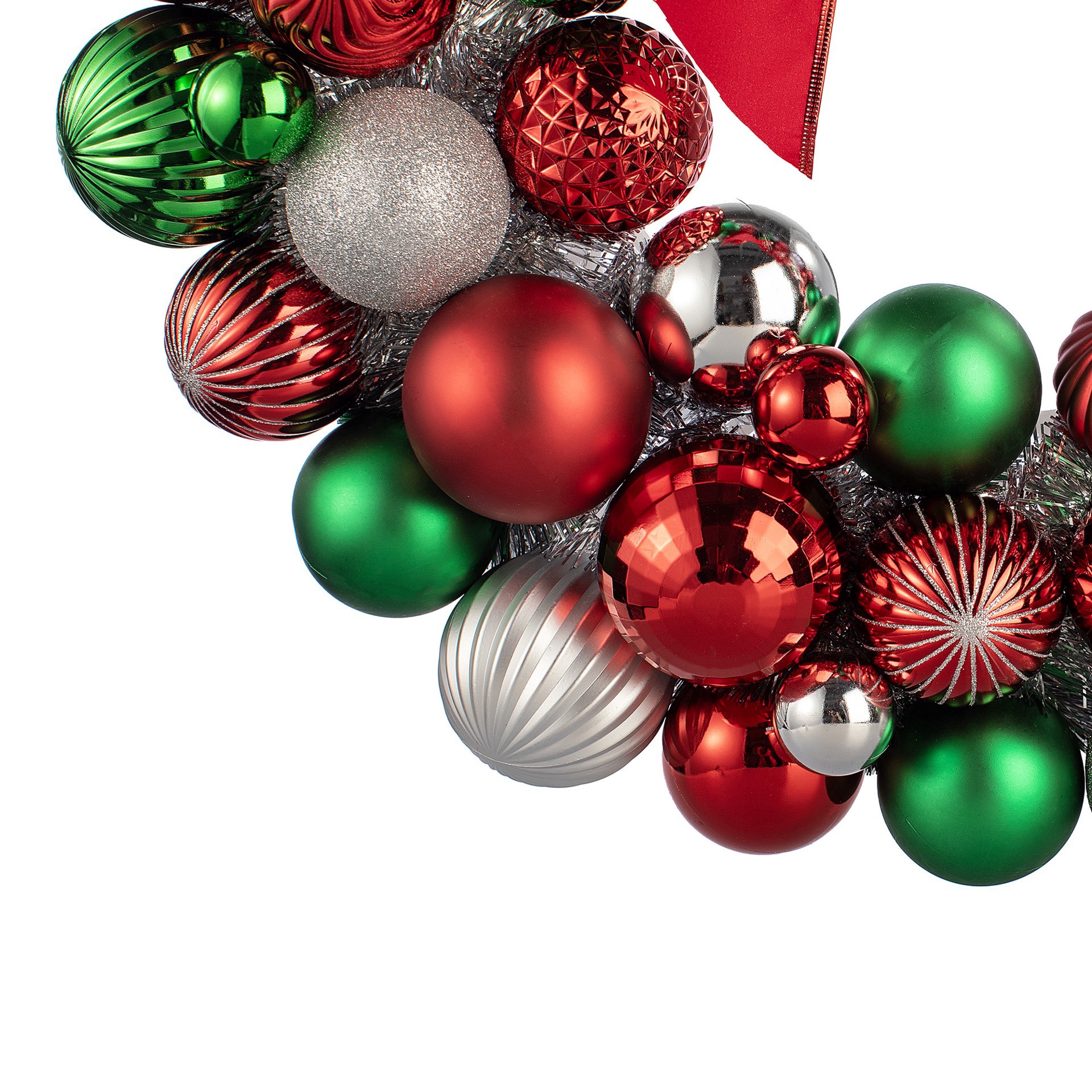 slide 5 of 6, 24" Red, Green & Silver Ornament Wreath With Bow By Ashland, 24 in