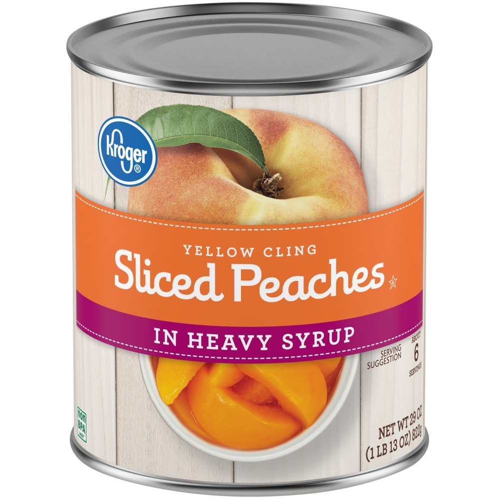 slide 1 of 1, Kroger Sliced Peaches In Heavy Syrup, 29 oz