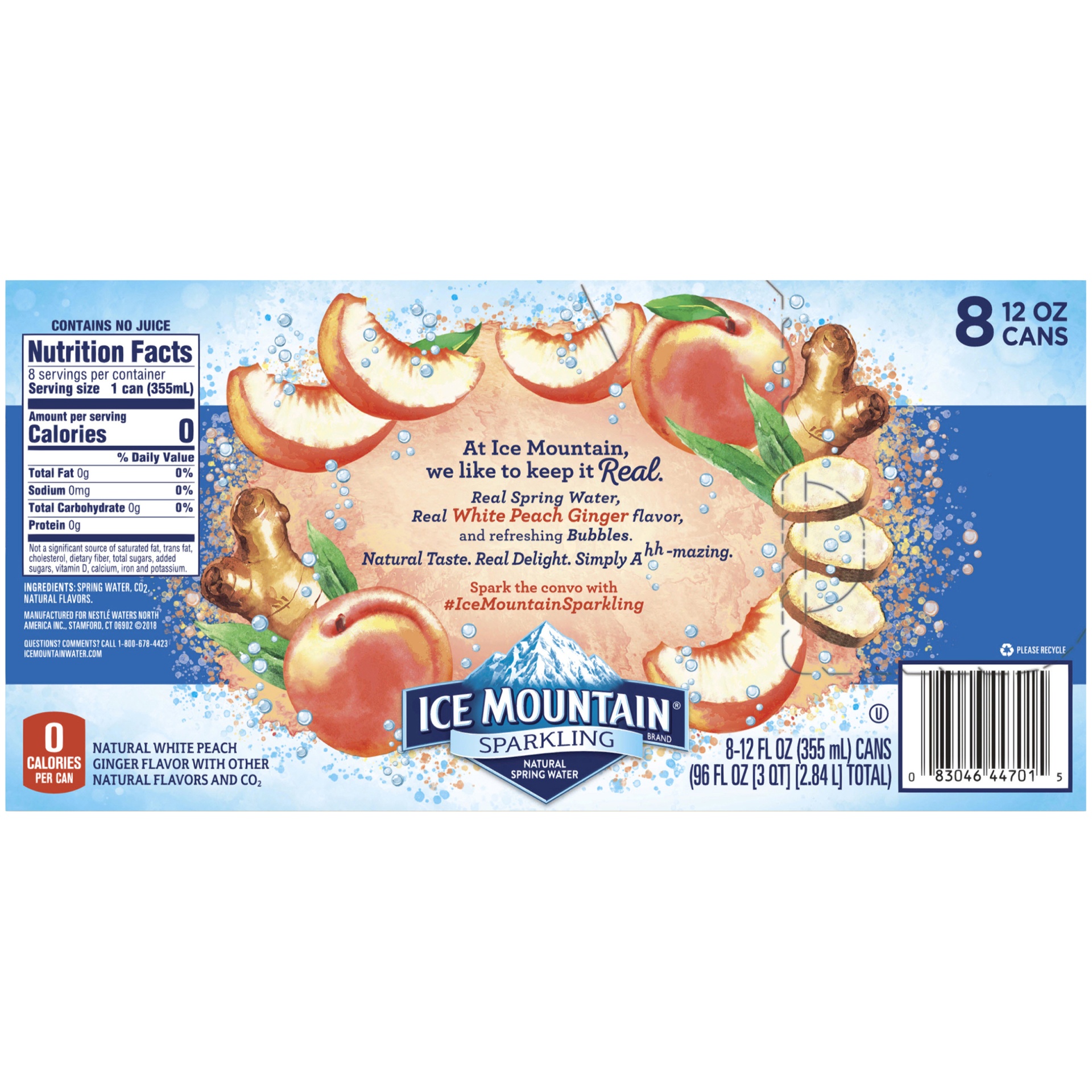 slide 5 of 7, Ice Mountain Peach-ginger Sparkling Water, 12 fl oz