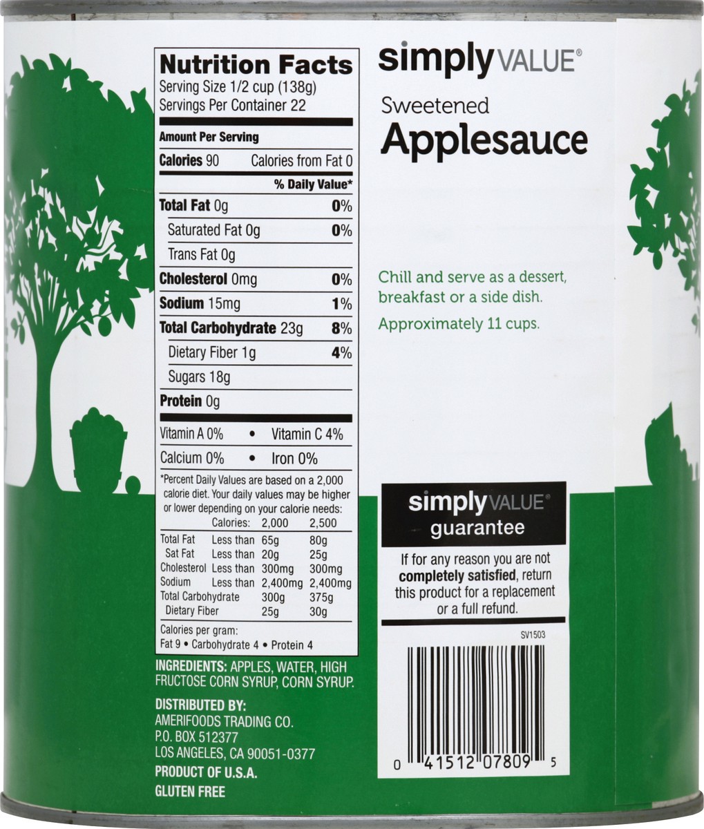 slide 7 of 8, Cb03 Simply Value Sweetened Applesauce, 108 oz