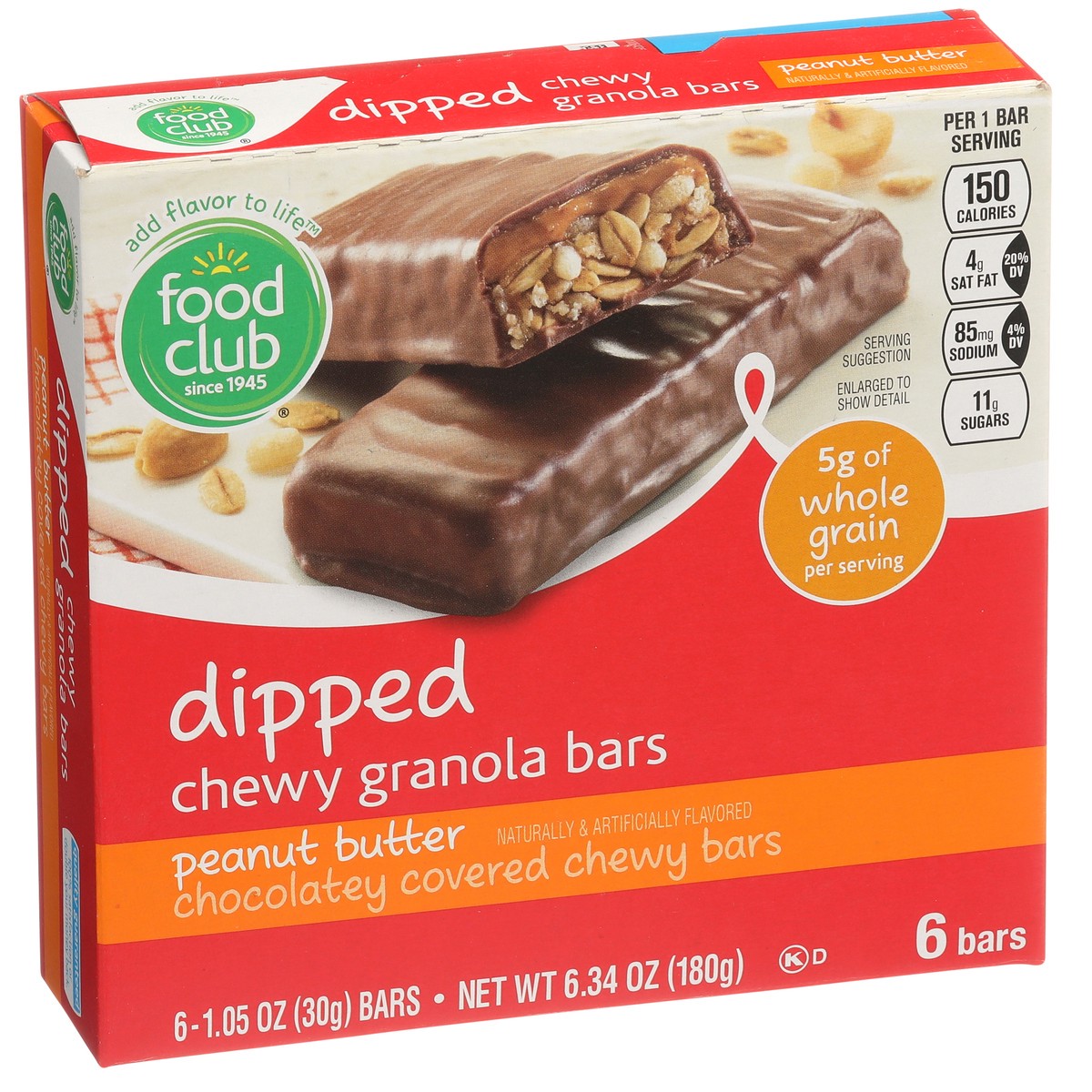 slide 2 of 9, Food Club Peanut Butter Dipped Chocolatey Covered Chewy Granola Bars, 6.34 oz