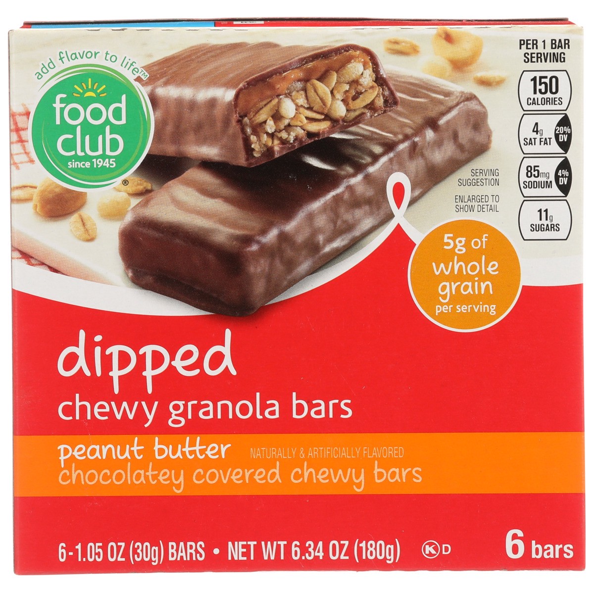 slide 9 of 9, Food Club Peanut Butter Dipped Chocolatey Covered Chewy Granola Bars, 6.34 oz