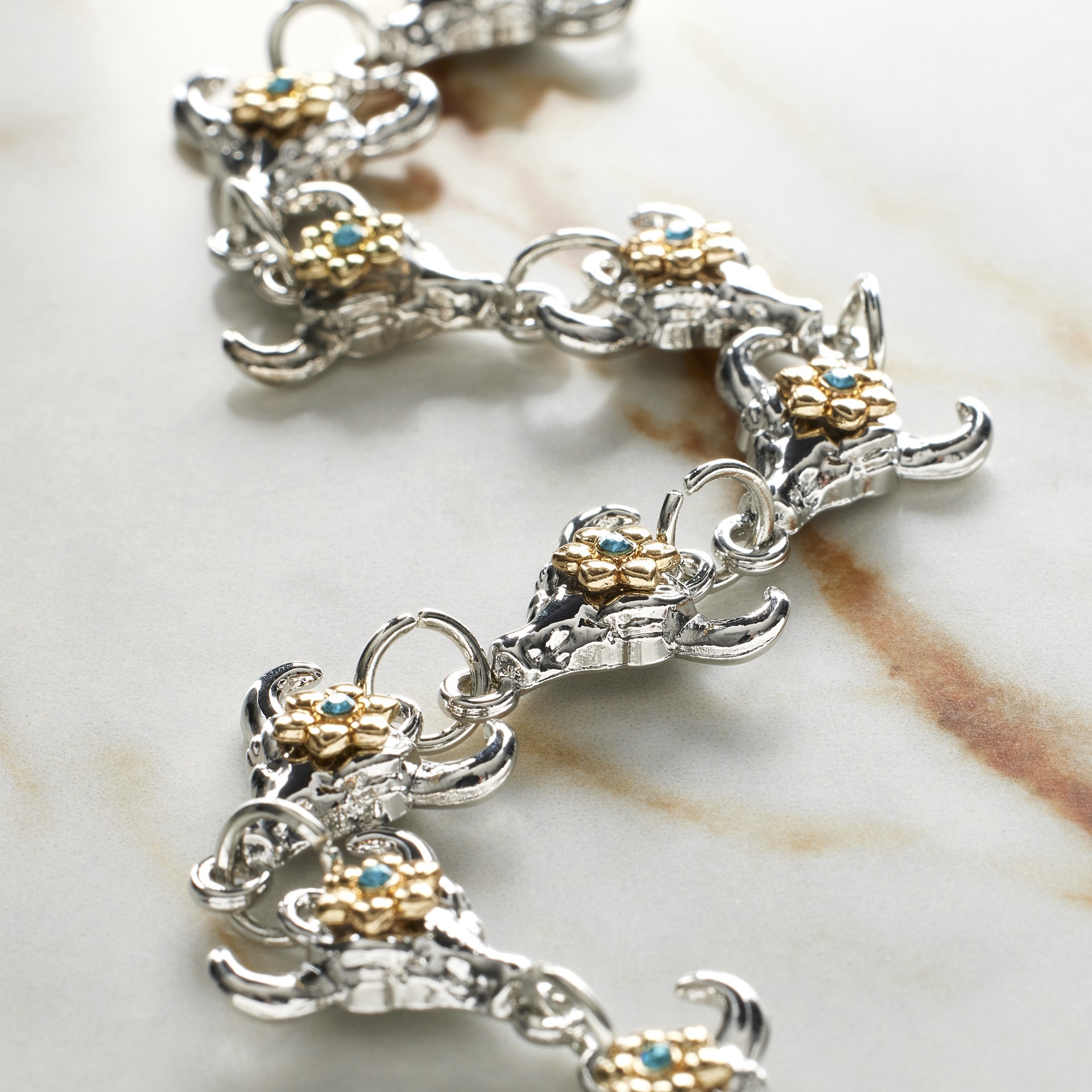 slide 3 of 3, Rhodium Bullhead Metal Beads By Bead Landing, 15.875 mm