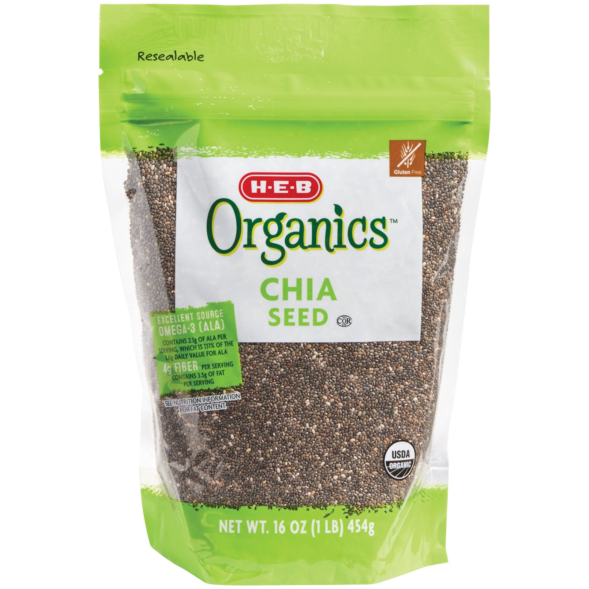 slide 1 of 1, H-E-B Organics Chia Seeds, 16 oz