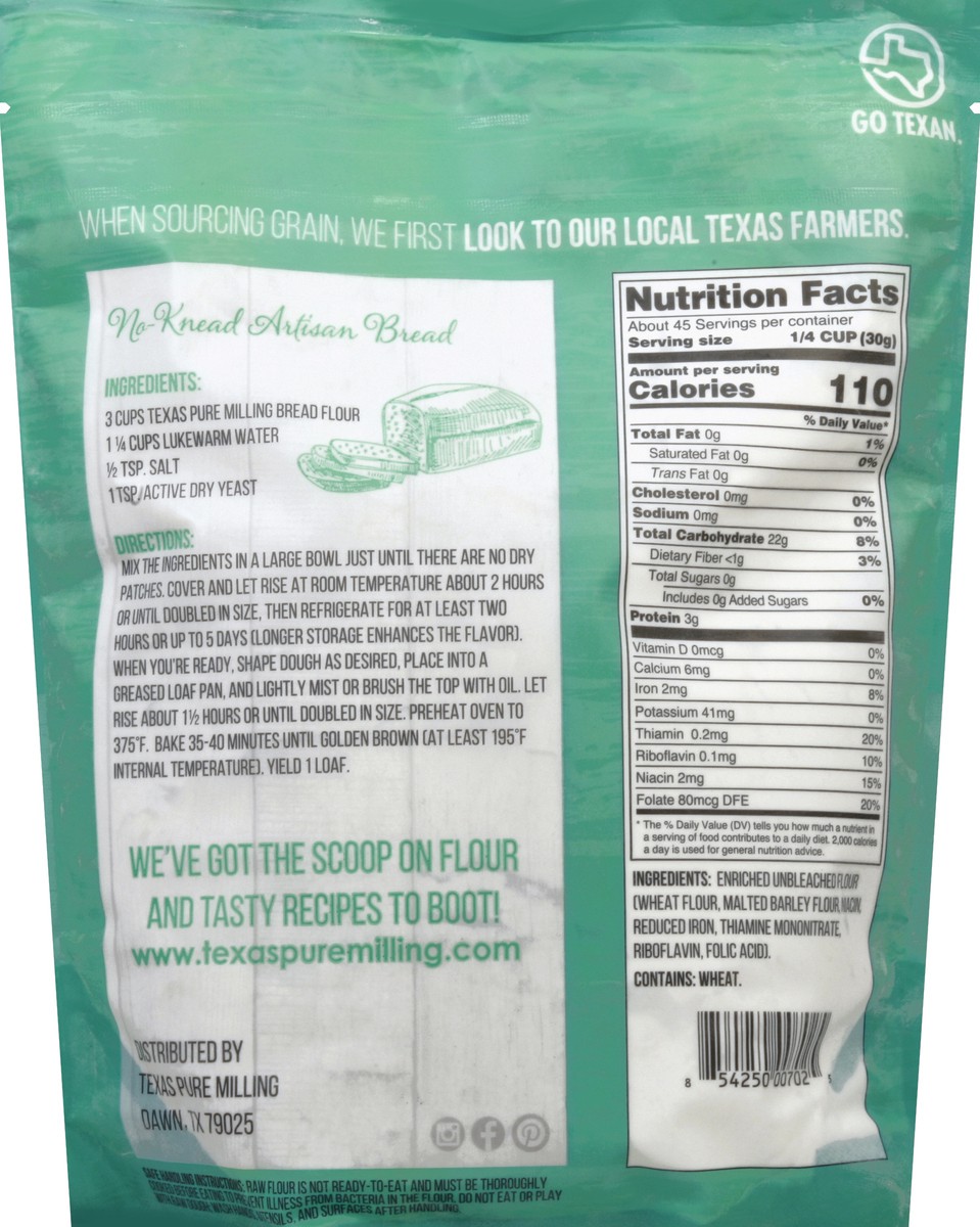 slide 6 of 6, Texas Pure Milling Bread Flour 3 lb, 3 lb