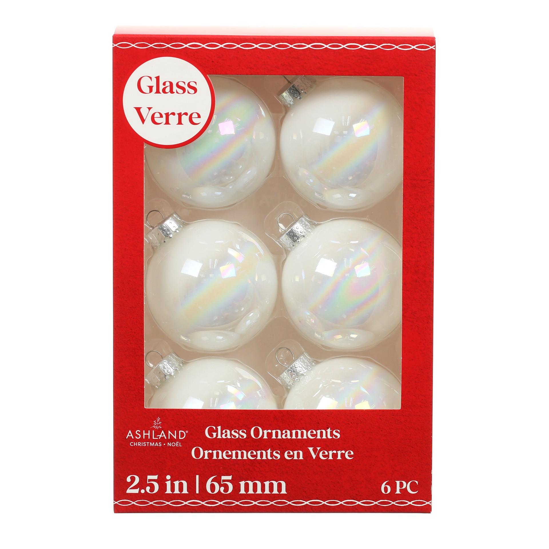 slide 2 of 3, 6 Pack 2.5" Iridescent Glass Ball Ornaments By Ashland, 6 ct