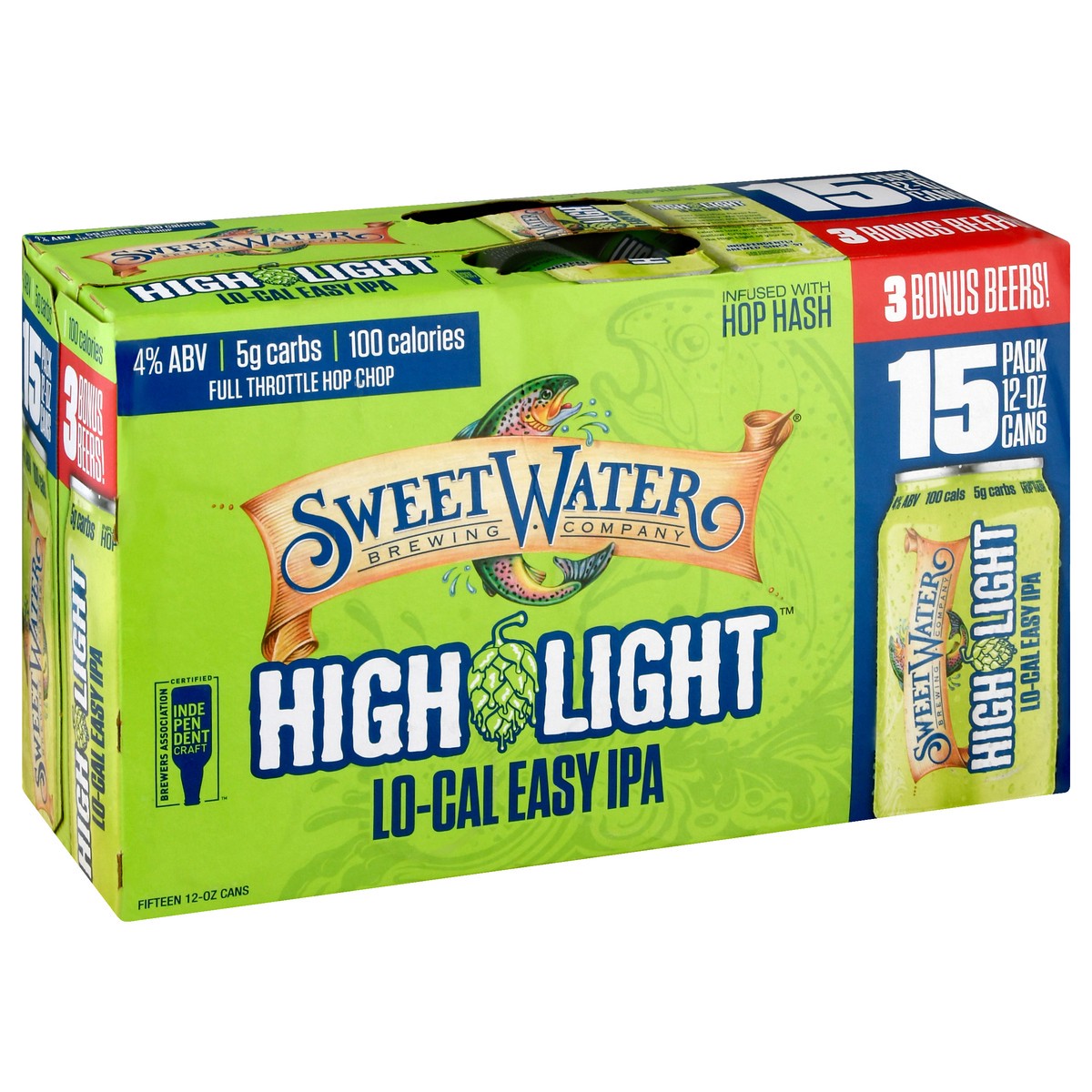 slide 8 of 11, SweetWater Brewing Co Lo-Cal Easy IPA 15 Pack High Light Beer 12 ea, 15 ct