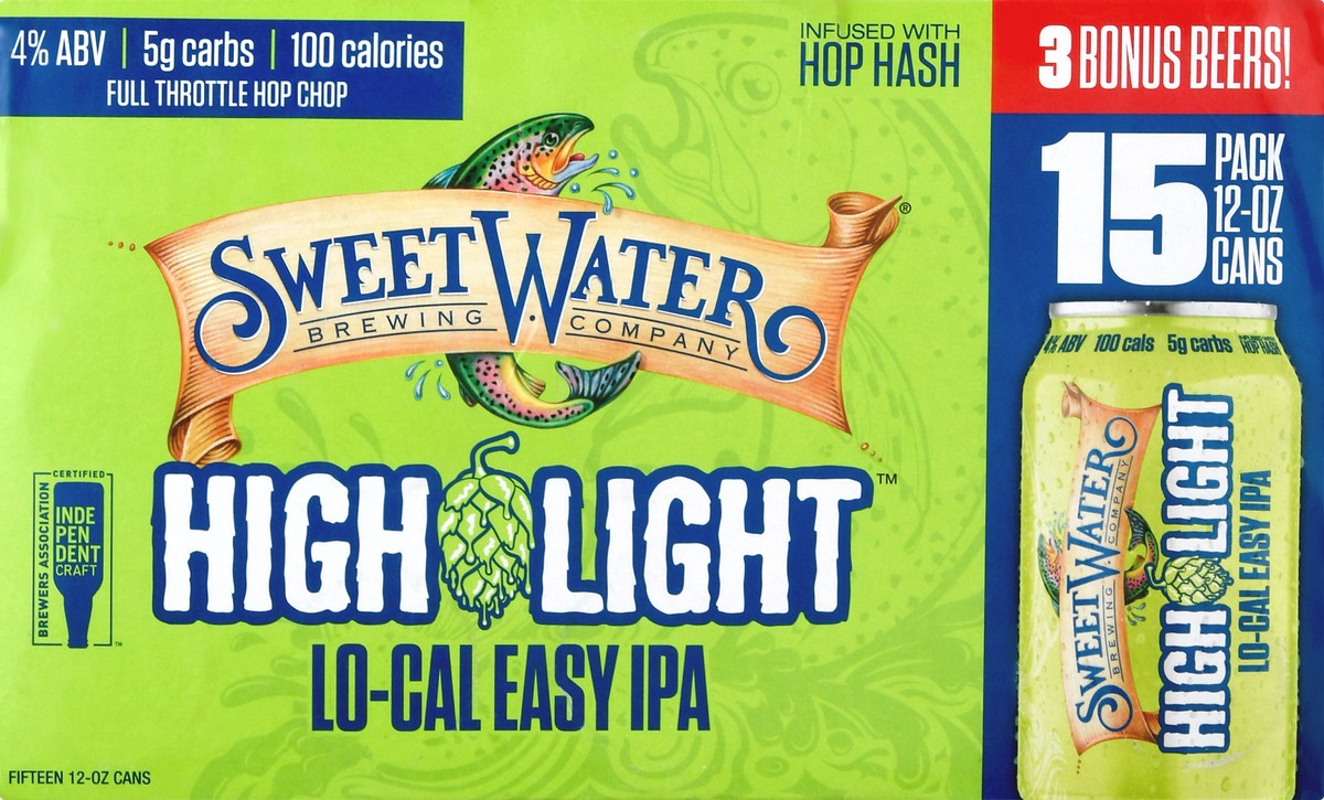 slide 6 of 11, SweetWater Brewing Co Lo-Cal Easy IPA 15 Pack High Light Beer 12 ea, 15 ct