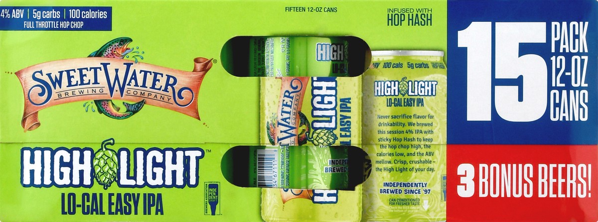 slide 4 of 11, SweetWater Brewing Co Lo-Cal Easy IPA 15 Pack High Light Beer 12 ea, 15 ct