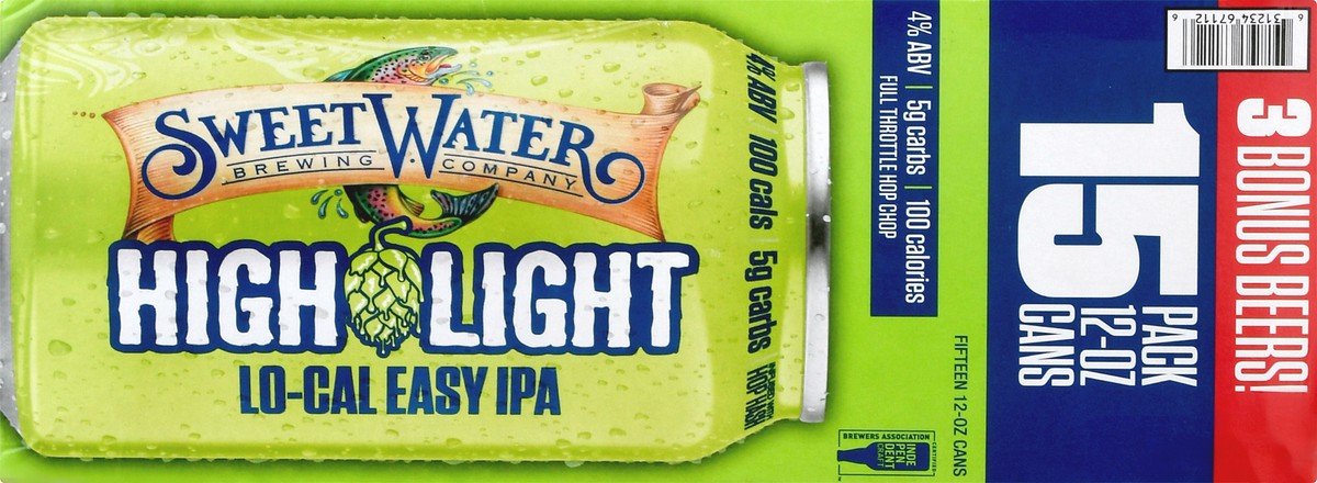 slide 9 of 11, SweetWater Brewing Co Lo-Cal Easy IPA 15 Pack High Light Beer 12 ea, 15 ct