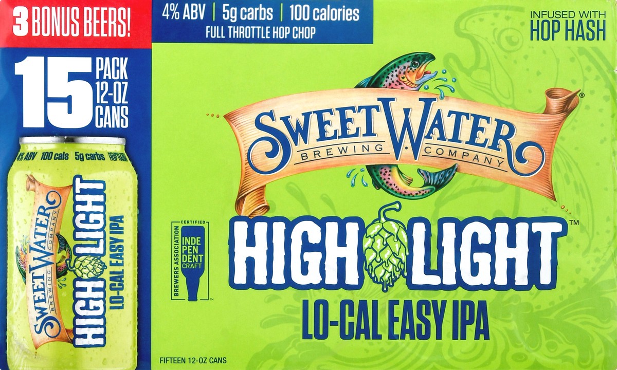 slide 7 of 11, SweetWater Brewing Co Lo-Cal Easy IPA 15 Pack High Light Beer 12 ea, 15 ct