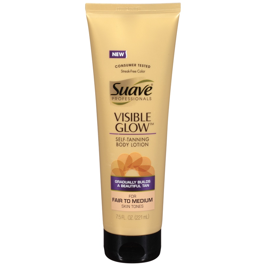 slide 1 of 7, Suave Professionals Visible Glow Self-Tanning Body Lotion For Fair to Medium Skin Tones, 6.5 oz