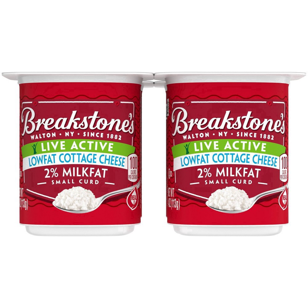 slide 22 of 42, Breakstone's Live Active Lowfat Small Curd Cottage Cheese with 2% Milkfat, 4 oz Cup, 4 Ct, 453 g