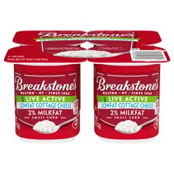 Breakstone's Live Active Lowfat Small Curd Cottage Cheese with 2% Milkfat, 4 oz Cup, 4 Ct